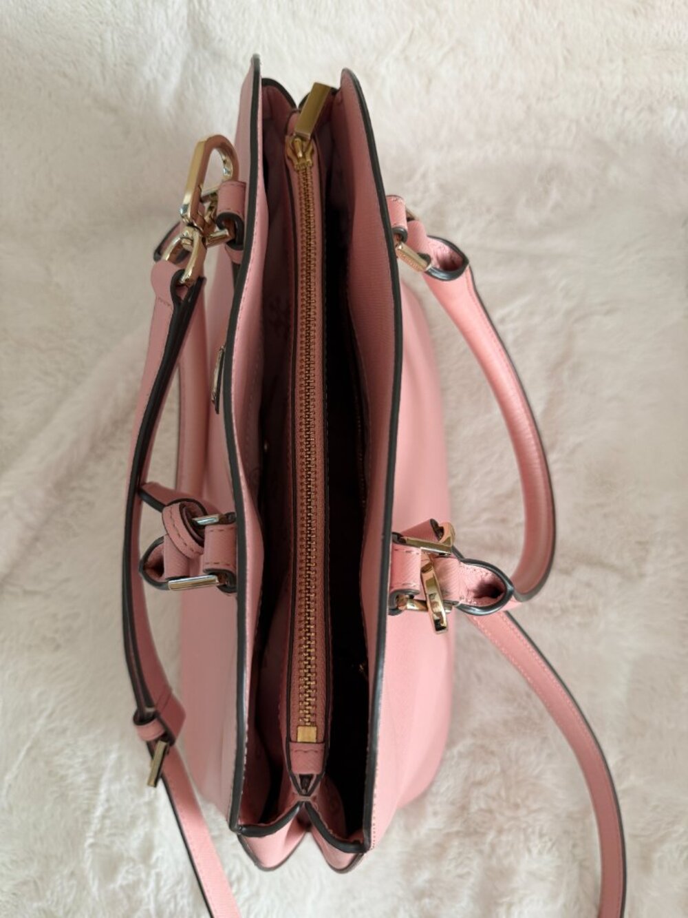 Tory Burch Robinson Open Dome Pink Leather Satchel Bag - Picture 14 of 16